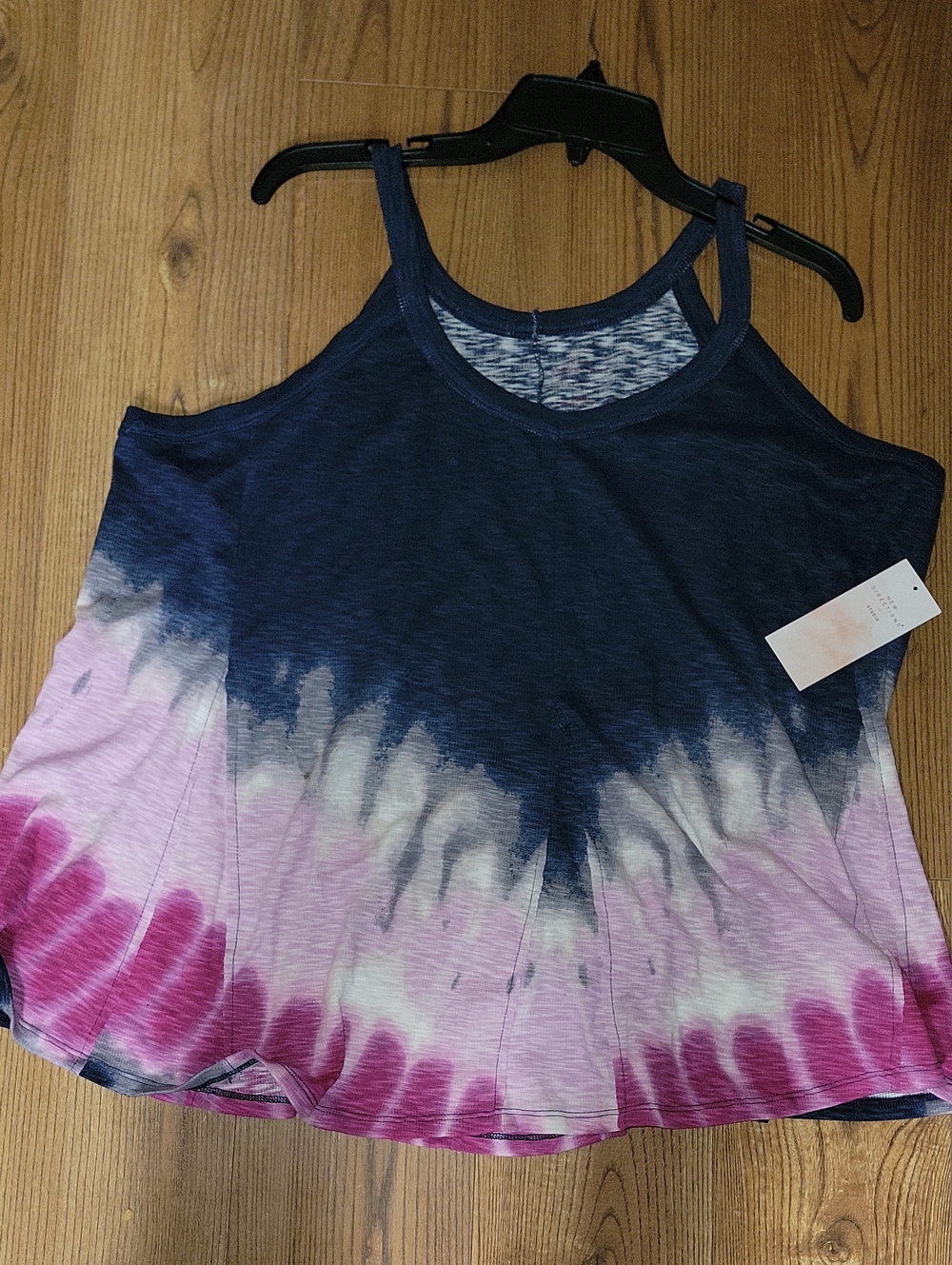 new directions Navy Pink Tie-Dye  Tank Top